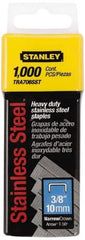 Stanley - 27/64" Wide Stainless Steel Narrow Crown Staples - 3/8" Leg Length - First Tool & Supply