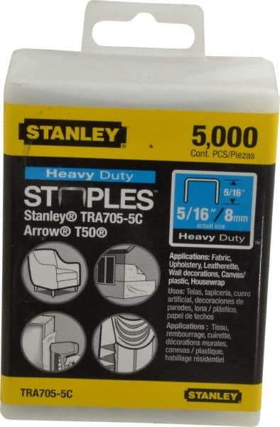 Stanley - 27/64" Wide Galvanized Steel Heavy Duty Power Crown Staples - 5/16" Leg Length - First Tool & Supply