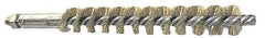 Schaefer Brush - 4" Brush Length, 1" Diam, Double Stem, Single Spiral Tube Brush - 6-1/4" Long, Brass, 1/4-28 Male Connection - First Tool & Supply