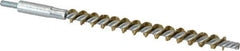 Schaefer Brush - 4" Brush Length, 3/8" Diam, Double Stem, Single Spiral Tube Brush - 6-1/4" Long, Brass, 8-32 Male Connection - First Tool & Supply