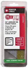 Porter-Cable - 15 Gauge 2-1/2" Long Finishing Nails for Power Nailers - Grade 2 Steel, Galvanized Finish, Angled Stick Collation, Chisel Point - First Tool & Supply