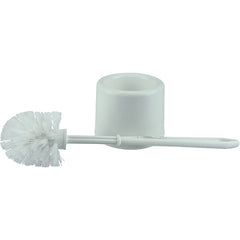 Toilet Bowl Brush Set, White Plastic Fill, Plastic Handle and Holder - First Tool & Supply