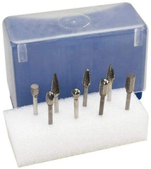 M.A. Ford - 8 Piece, 1/8" Shank Burr Set - Tungsten Carbide, Multiple Head Shape - First Tool & Supply