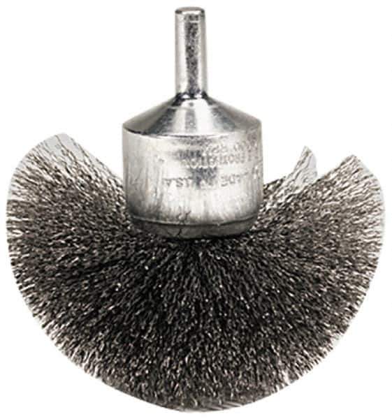 Weiler - 2-3/4" Brush Diam, Crimped, Flared End Brush - 1/4" Diam Shank, 16,000 Max RPM - First Tool & Supply