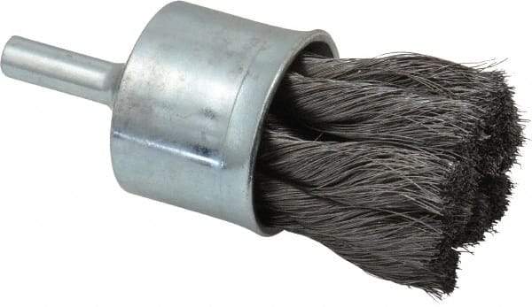 Weiler - 1-1/8" Brush Diam, Knotted, End Brush - 1/4" Diam Shank, 20,000 Max RPM - First Tool & Supply