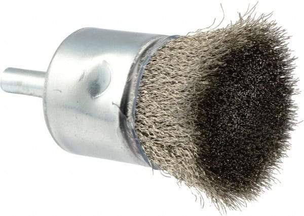 Weiler - 1" Brush Diam, Crimped, End Brush - 1/4" Diam Shank, 22,000 Max RPM - First Tool & Supply