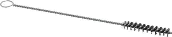 Weiler - 2" Long x 3/8" Diam Steel Hand Tube Brush - Single Spiral, 8" OAL, 0.006" Wire Diam, 1/8" Shank Diam - First Tool & Supply