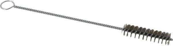 Weiler - 2" Long x 1/2" Diam Steel Hand Tube Brush - Single Spiral, 8" OAL, 0.004" Wire Diam, 1/8" Shank Diam - First Tool & Supply