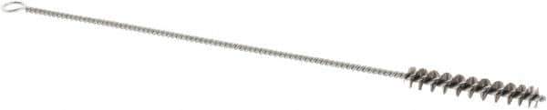 Weiler - 1-1/2" Long x 1/4" Diam Stainless Steel Hand Tube Brush - Single Spiral, 7" OAL, 0.003" Wire Diam, 3/32" Shank Diam - First Tool & Supply