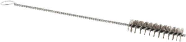 Weiler - 2" Long x 1/2" Diam Stainless Steel Hand Tube Brush - Single Spiral, 8" OAL, 0.004" Wire Diam, 1/8" Shank Diam - First Tool & Supply