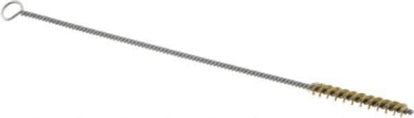 Weiler - 1-1/2" Long x 3/16" Diam Brass Hand Tube Brush - Single Spiral, 7" OAL, 0.003" Wire Diam, 3/32" Shank Diam - First Tool & Supply