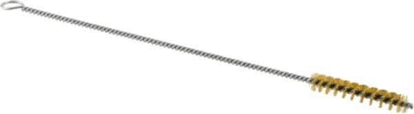 Weiler - 1-1/2" Long x 1/4" Diam Brass Hand Tube Brush - Single Spiral, 7" OAL, 0.003" Wire Diam, 3/32" Shank Diam - First Tool & Supply