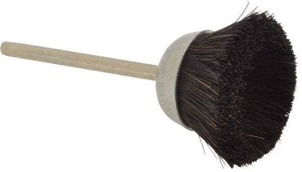 Weiler - 1" Diam, 1/8" Shank Straight Wire Hair Cup Brush - 0.003" Filament Diam, 7/16" Trim Length, 25,000 Max RPM - First Tool & Supply