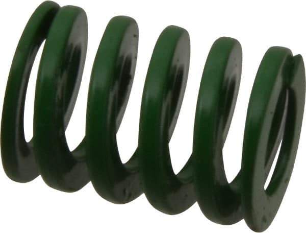 Dayton Lamina - 3/4" Hole Diam, 3/8" Rod Diam, 1" Free Length, Green Die Spring - 32 Lb Max Deflection, 0.39" Max Deflection, Light Duty, Chromium Vanadium Steel - First Tool & Supply