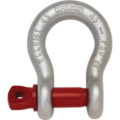 Crosby - Shackles; Nominal Chain Size: 3/8 ; Load Limit (Ton): 1.00 ; Pin Type: Screw ; Material: Carbon Steel - Exact Industrial Supply