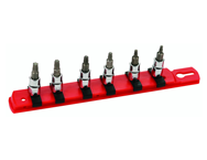 6 Piece - T10 - T30 on Rail - 1/4" Square Drive with 1/4" Replaceable Hex Bit - Torx Bit Socket Set - First Tool & Supply