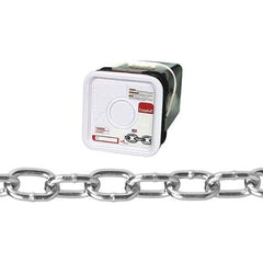 Campbell - Welded Chain; Trade Size: 2/0 ; Load Capacity (Lb.): 450.000 ; Finish/Coating: Zinc Plated ; Type: Welded ; Length (Feet): 200 ; Chain Diameter (Decimal Inch): 0.1800 - Exact Industrial Supply