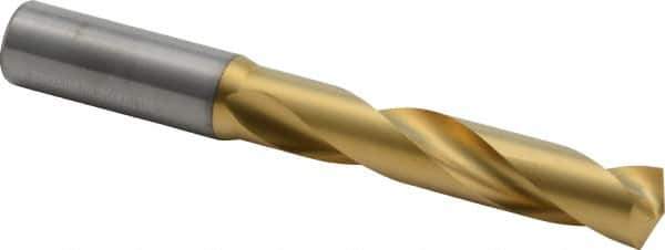 Kennametal - 21/32" 140° Solid Carbide Jobber Drill - Multilayer TiAlN Finish, Right Hand Cut, Spiral Flute, Straight Shank, 143mm OAL, Standard Point - First Tool & Supply