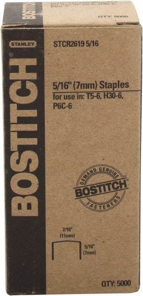 Stanley Bostitch - 1/4" Long x 7/16" Wide, 24 Gauge Crowned Construction Staple - Steel, Chisel Point - First Tool & Supply