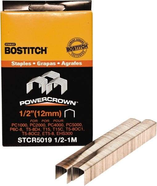 Stanley Bostitch - 1/2" Long x 7/16" Wide, 24 Gauge Crowned Construction Staple - Steel, Chisel Point - First Tool & Supply