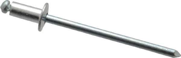 RivetKing - Size 42 Dome Head Aluminum Open End Blind Rivet - Steel Mandrel, 0.063" to 1/8" Grip, 1/4" Head Diam, 0.129" to 0.133" Hole Diam, 0.275" Length Under Head, 1/8" Body Diam - First Tool & Supply