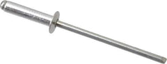 RivetKing - Size 46 Dome Head Aluminum Open End Blind Rivet - Steel Mandrel, 0.313" to 3/8" Grip, 1/4" Head Diam, 0.129" to 0.133" Hole Diam, 0.525" Length Under Head, 1/8" Body Diam - First Tool & Supply