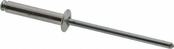 RivetKing - Size 48 Dome Head Aluminum Open End Blind Rivet - Steel Mandrel, 0.376" to 1/2" Grip, 1/4" Head Diam, 0.129" to 0.133" Hole Diam, 0.65" Length Under Head, 1/8" Body Diam - First Tool & Supply