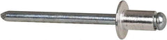 RivetKing - Size 62 Dome Head Aluminum Open End Blind Rivet - Steel Mandrel, 0.02" to 1/8" Grip, 3/8" Head Diam, 0.192" to 0.196" Hole Diam, 0.325" Length Under Head, 3/16" Body Diam - First Tool & Supply