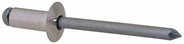 RivetKing - Size 64 Dome Head Aluminum Open End Blind Rivet - Steel Mandrel, 0.188" to 1/4" Grip, 3/8" Head Diam, 0.192" to 0.196" Hole Diam, 0.45" Length Under Head, 3/16" Body Diam - First Tool & Supply