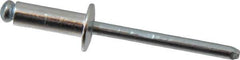 RivetKing - Size 66 Dome Head Aluminum Open End Blind Rivet - Steel Mandrel, 0.251" to 3/8" Grip, 3/8" Head Diam, 0.192" to 0.196" Hole Diam, 0.575" Length Under Head, 3/16" Body Diam - First Tool & Supply