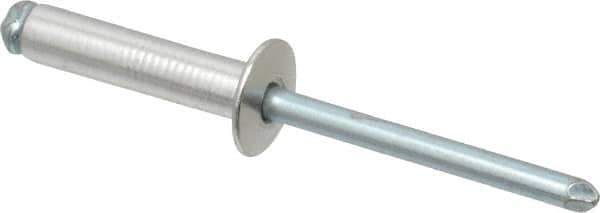 RivetKing - Size 610 Dome Head Aluminum Open End Blind Rivet - Steel Mandrel, 0.501" to 5/8" Grip, 3/8" Head Diam, 0.192" to 0.196" Hole Diam, 0.825" Length Under Head, 3/16" Body Diam - First Tool & Supply