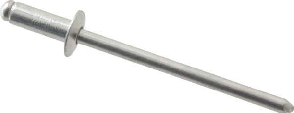 RivetKing - Size 43 Dome Head Aluminum Open End Blind Rivet - Aluminum Mandrel, 0.126" to 0.187" Grip, 1/4" Head Diam, 0.129" to 0.133" Hole Diam, 0.337" Length Under Head, 1/8" Body Diam - First Tool & Supply