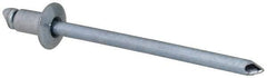 RivetKing - Size 41 Dome Head Steel Open End Blind Rivet - Steel Mandrel, 0.02" to 0.062" Grip, 1/4" Head Diam, 0.129" to 0.133" Hole Diam, 0.212" Length Under Head, 1/8" Body Diam - First Tool & Supply