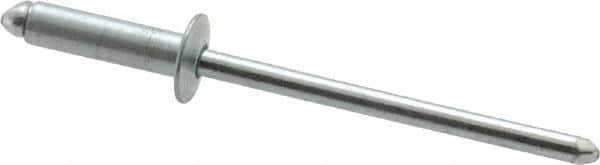 RivetKing - Size 45 Dome Head Steel Open End Blind Rivet - Steel Mandrel, 0.251" to 0.312" Grip, 1/4" Head Diam, 0.129" to 0.133" Hole Diam, 0.462" Length Under Head, 1/8" Body Diam - First Tool & Supply