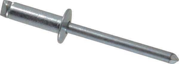 RivetKing - Size 66 Dome Head Steel Open End Blind Rivet - Steel Mandrel, 0.251" to 3/8" Grip, 3/8" Head Diam, 0.192" to 0.196" Hole Diam, 0.575" Length Under Head, 3/16" Body Diam - First Tool & Supply