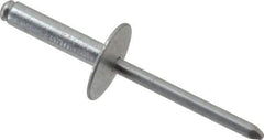 RivetKing - Size 610 Large Flange Dome Head Aluminum Open End Blind Rivet - Aluminum Mandrel, 0.501" to 5/8" Grip, 5/8" Head Diam, 0.192" to 0.196" Hole Diam, 0.825" Length Under Head, 3/16" Body Diam - First Tool & Supply