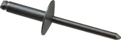 RivetKing - Size 68 Large Flange Dome Head Steel Open End Blind Rivet - Steel Mandrel, 0.376" to 1/2" Grip, 5/8" Head Diam, 0.192" to 0.196" Hole Diam, 0.7" Length Under Head, 3/16" Body Diam - First Tool & Supply