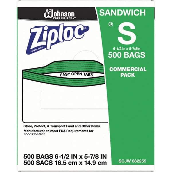 Ziploc - 500 Piece, 22 oz. Capacity, 6-1/2 Inch Long x 6 Inch Wide, Ziploc Sandwich Bag - 1.2 mil Thick, Rectangle Clear Plastic - First Tool & Supply