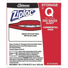 Ziploc - 500 Piece, 1 Quart Capacity, 8 Inch Long x 7 Inch Wide, Ziploc Storage Bag - 1.75 mil Thick, Rectangle Clear Plastic - First Tool & Supply