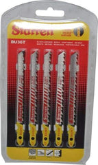 Starrett - 4" Long, 6 Teeth per Inch, Bi-Metal Jig Saw Blade - Toothed Edge, 5/16" Wide x 0.05" Thick, U-Shank, Ground Taper Tooth Set - First Tool & Supply