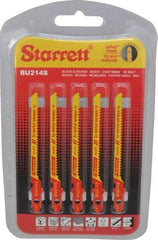 Starrett - 3" Long, 14 Teeth per Inch, Bi-Metal Jig Saw Blade - Toothed Edge, 3/16" Wide x 0.04" Thick, U-Shank, Wavy Tooth Set - First Tool & Supply