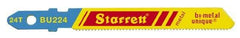 Starrett - 3" Long, 24 Teeth per Inch, Bi-Metal Jig Saw Blade - Toothed Edge, 5/16" Wide x 0.04" Thick, U-Shank, Wavy Tooth Set - First Tool & Supply