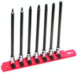 7 Piece - T10; T15; T20; T25; T27; T30; T40 - 6" OAL - 1/4" Drive Torx Bit Socket Set - First Tool & Supply