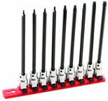 9 Piece - T8; T9; T10; T15; T20; T25; T27; T30; T40 - 6" OAL - 3/8" Drive Torx Bit Socket Set - First Tool & Supply