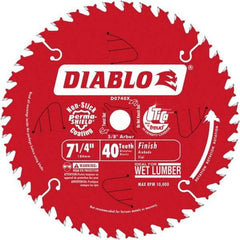 Freud - 7-1/4" Diam, 5/8" Arbor Hole Diam, 40 Tooth Wet & Dry Cut Saw Blade - Carbide-Tipped, Standard Round Arbor - First Tool & Supply