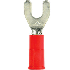 3M - #8 Stud, 22 to 18 AWG Compatible, Partially Insulated, Crimp Connection, Standard Fork Terminal - First Tool & Supply