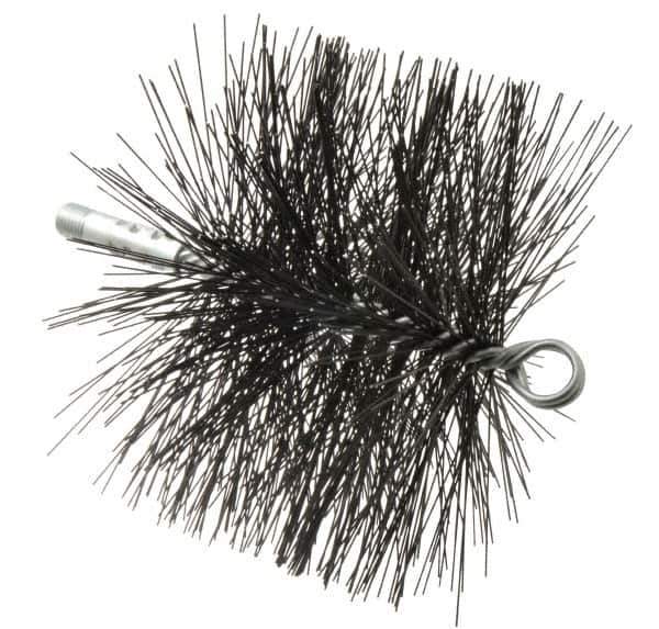 Schaefer Brush - 4-1/2" Brush Length, 7" Diam, Double Stem, Double Spiral Tube Brush - 7-1/2" Long, Tempered Steel Wire, 1/4" NPT Male Connection - First Tool & Supply