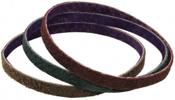 3M - 1/4" Wide x 24" OAL, Aluminum Oxide Abrasive Belt - Aluminum Oxide, Fine, Nonwoven - First Tool & Supply