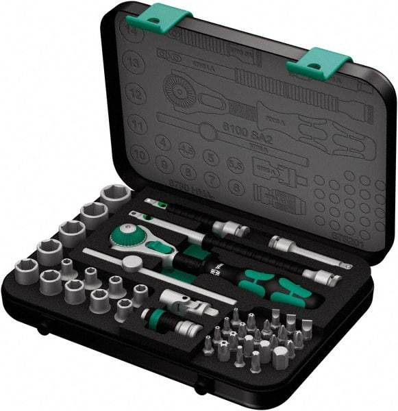 Wera - 42 Piece 1/4" Drive Socket & Bit Set - Comes in Molded Steel Case with High Density Foam Insert - First Tool & Supply