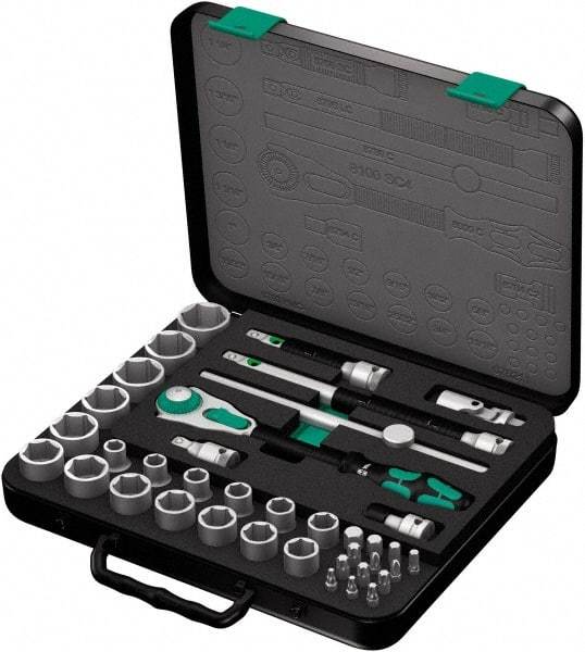 Wera - 37 Piece 1/2" Drive Socket & Bit Set - Comes in Molded Steel Case with High Density Foam Insert - First Tool & Supply